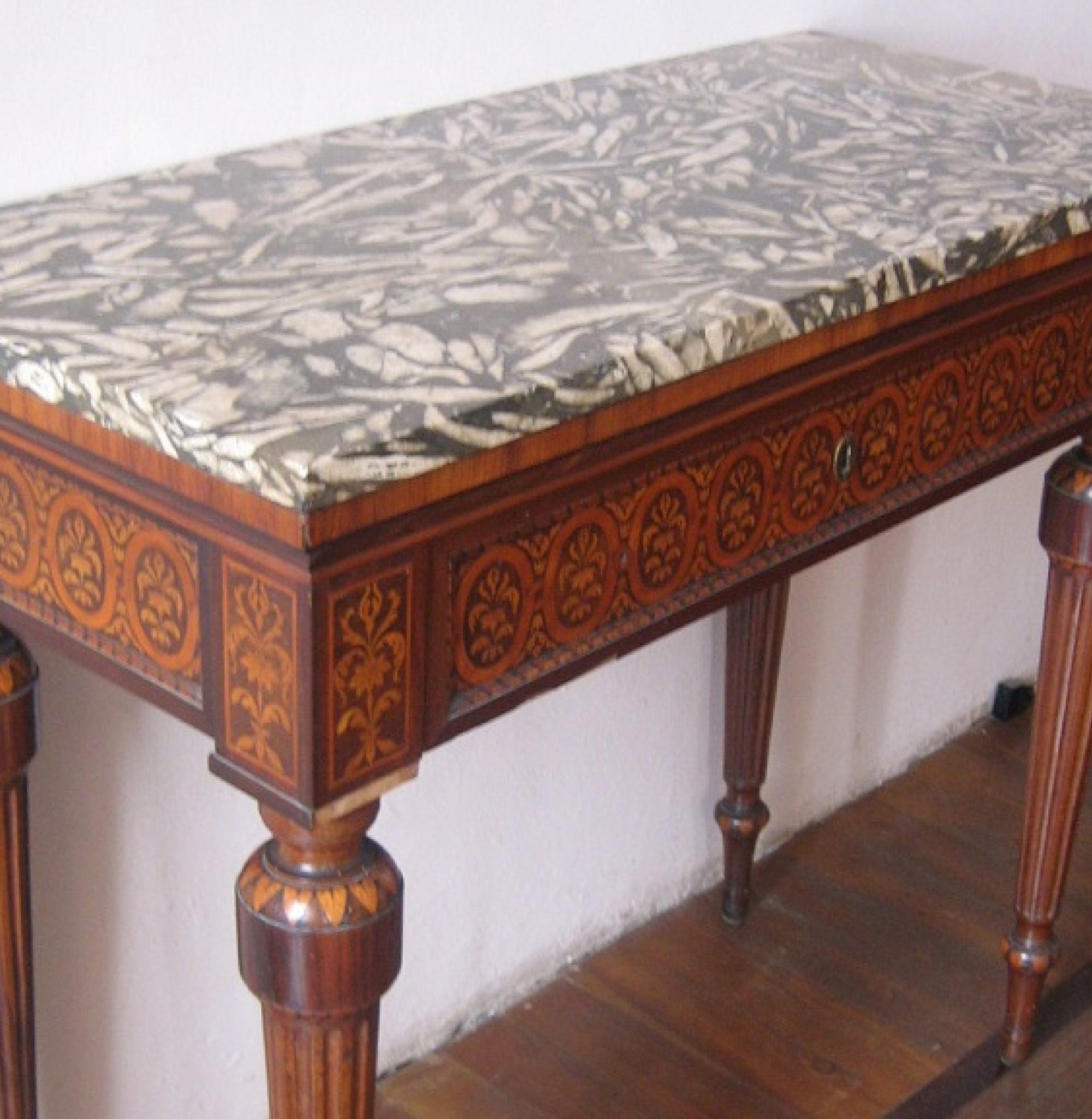 Neoclassical inlaid console table